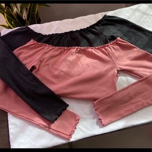 Crop top, off the shoulder, scalloped hem shirts